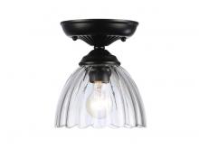  6952-SF7 BLK-CLR - Audra 1-Light Semi-Flush in Matte Black with Clear Glass